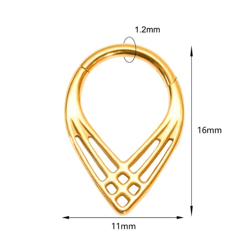 Punk Stainless Steel Teardrop Septum Clicker Ring With Mesh Hollow Out Design Polished Piercing Jewelry For Men Women