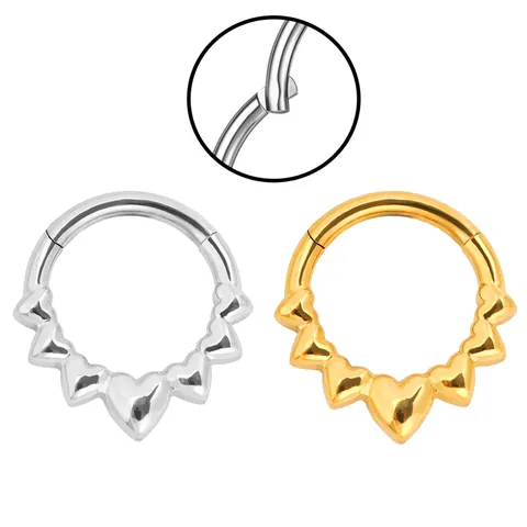Heart Shaped Stainless Steel Septum Clicker Nose Ring For Women Men Gold Silver Hinged Segment Piercing Jewelry