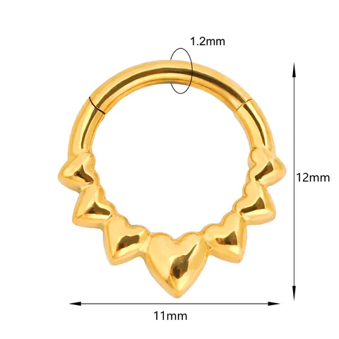 Heart Shaped Stainless Steel Septum Clicker Nose Ring For Women Men Gold Silver Hinged Segment Piercing Jewelry