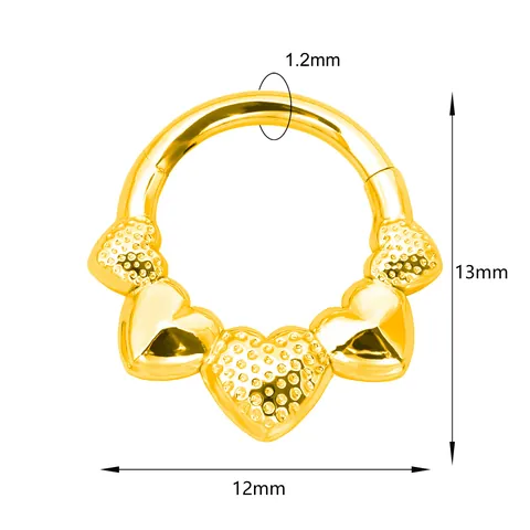 316L Stainless Steel Heart Septum Piercing Clicker Ring Gold Silver Hinged Segment Nose Ring Earring For Women Men Body Jewelry