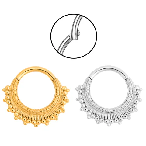 316L Stainless Steel Septum Clicker Ring Bohemian Beaded Hinged Nose Hoop Earrings For Women Men Body Jewelry