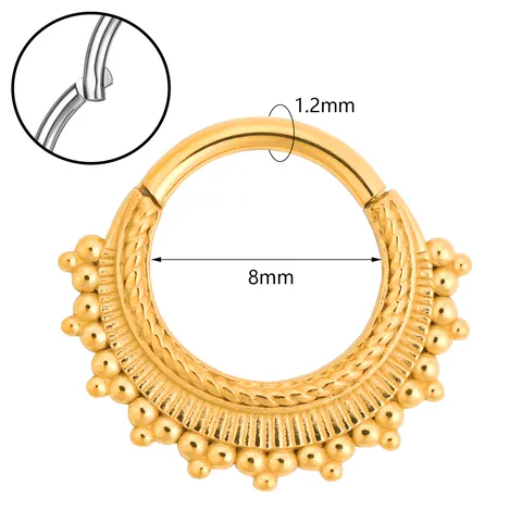 316L Stainless Steel Septum Clicker Ring Bohemian Beaded Hinged Nose Hoop Earrings For Women Men Body Jewelry