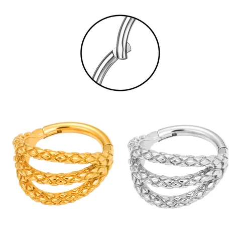 316 Stainless Steel Triple Layered Braided Twist Hinged Nose Ring Septum Clicker For Women Men Body Piercing Gold Silver