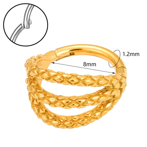 316 Stainless Steel Triple Layered Braided Twist Hinged Nose Ring Septum Clicker For Women Men Body Piercing Gold Silver