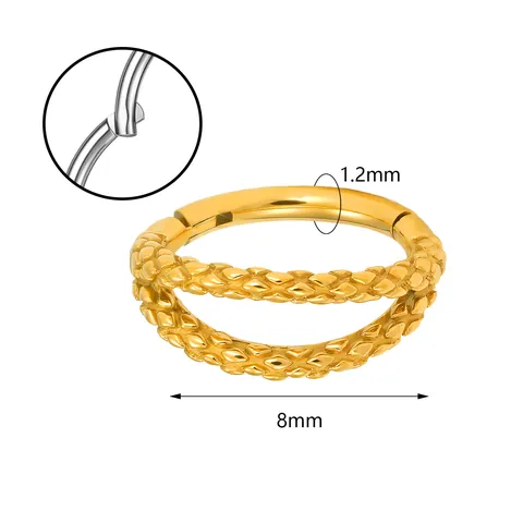 316L Stainless Steel Twisted Double Layer Nose Ring Hinged Segment Clicker Septum Ring Body Piercing Jewelry Gold Silver