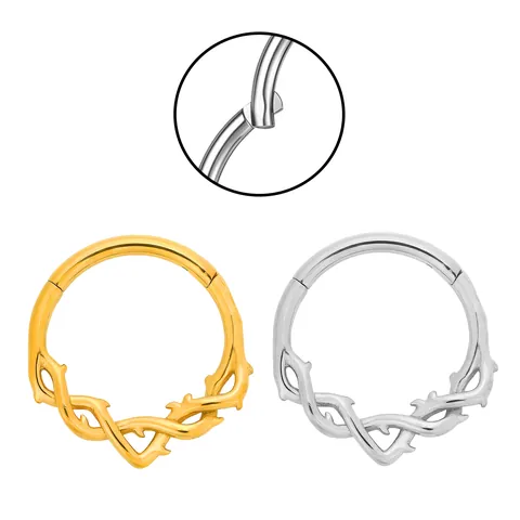 316 Stainless Steel Thorn Vine Septum Ring Hinged Clicker Gold Silver Nose Ring Body Piercing Jewelry For Men Women