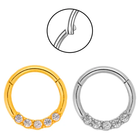 316 Stainless Steel Septum Clicker Nose Ring Zirconia Hinge Piercing Jewelry For Women Men Gold Silver Fashion Body Ornament