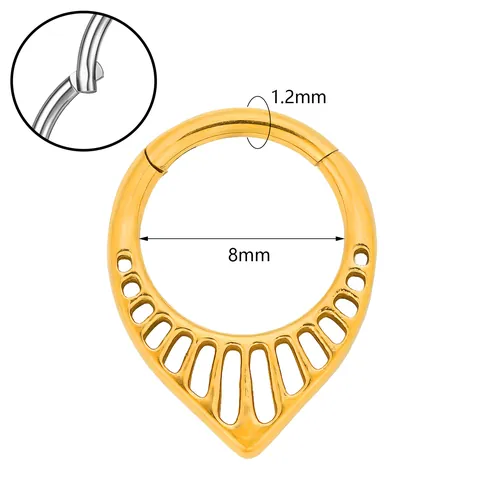 316 Stainless Steel Teardrop Hinged Clicker Septum Ring Gold Silver Hollow Out Body Piercing Jewelry For Men Women Daily Use