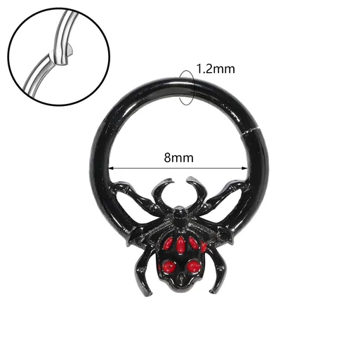 Gothic 316 Stainless Steel Spider Septum Nose Ring Clicker Hinge Titanium Steel Body Piercing Jewelry For Men Women Gift