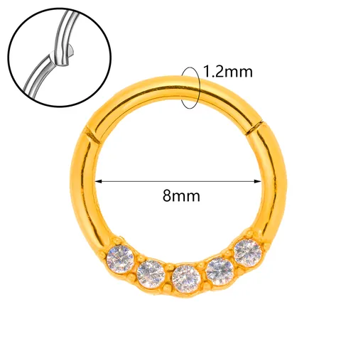 316 Stainless Steel Septum Clicker Nose Ring Zirconia Hinge Piercing Jewelry For Women Men Gold Silver Fashion Body Ornament