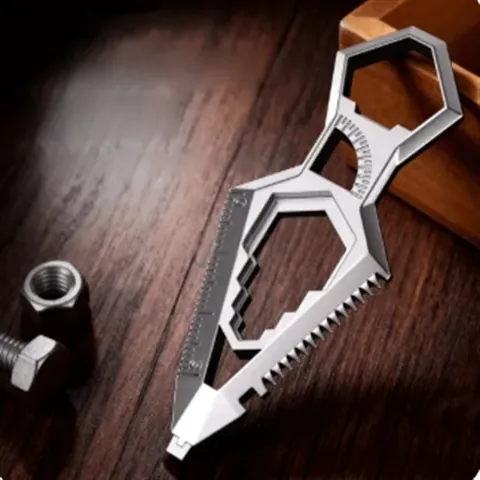 Stainless Steel Multi Functional Key Tool EDC Keychain With Ruler Protractor Wrench Bottle Opener Serrated Edge Screwdriver For Outdoor Survival
