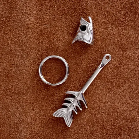 Porte-clés en Alliage de Métal Vintage Arête de Poisson Squelette Détachable Créatif Anneau de Clé Voiture Pendentif Sac Cadeau Hommes Femmes