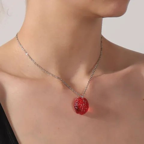 Collana con Ciondolo a Cervello Rosso per Halloween Gioielli in Resina a Forma di Organo Umano Orecchini Buffi Esagerati Regalo