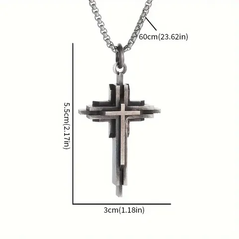 Vintage Mehrlagige Kreuz Anhänger Halskette Für Herren Damen Industrie Gothic Legierung Box Kette Schmuck Personalisiertes Geschenk