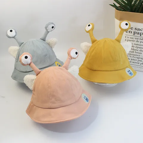 Kinder Süßer Fischerhut Mit Großen Augen Cartoon Baumwolle Winddicht Anglerhut Mit Plüschohren Verstellbarer Sonnenhut