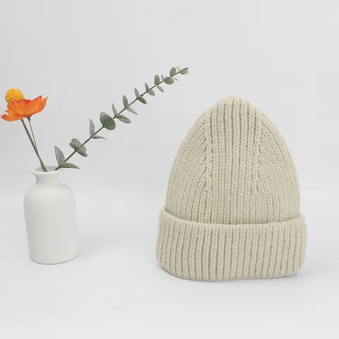 Berretto Invernale Unisex In Maglia Tinta Unita Punta A Cono Con Risvolto Acrilico A Costine Caldo Berretto Termico Per Uomo Donna Accessori