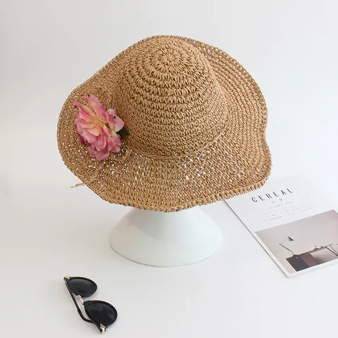 Women Summer Sunshade Big Brim Straw Hat Handmade Woven Paper Straw Sun Hat With Bowknot For Beach Travel Parent-Child