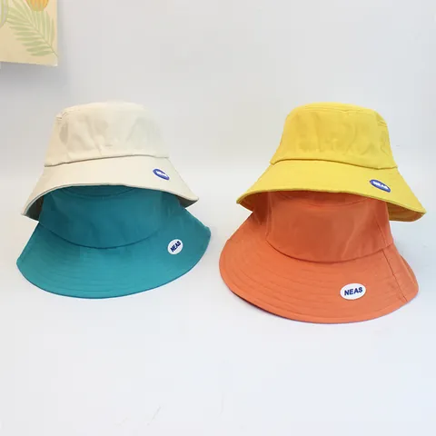 Sombrero de Pescador de Algodón para Niños Minimalista Color Sólido Protección Solar Verano Aire Libre Gorra para Niños Niñas