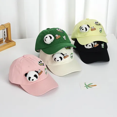 Mignonne Casquette de Baseball en Coton Panda en Peluche 3D pour Enfants Adultes Broderie Dessin Animé Protection Solaire Chapeau Réglable