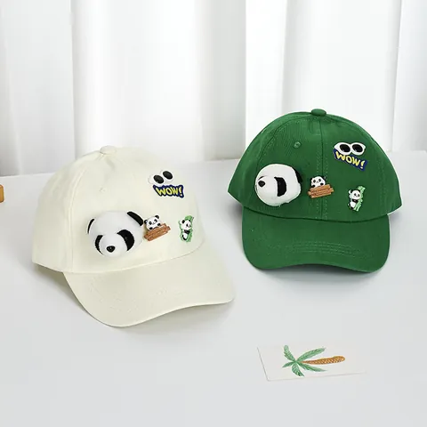 Mignonne Casquette de Baseball en Coton Panda en Peluche 3D pour Enfants Adultes Broderie Dessin Animé Protection Solaire Chapeau Réglable