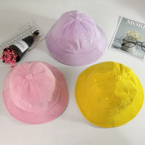 Sommer Kinder Erwachsene Cord Anglerhut Einfarbig Breite Krempe Sonnenschutz Fischerhut Casual Retro Sonnenkappe Für Outdoor Reise
