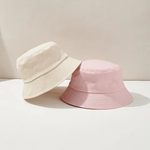 Casual Solid Color Polyester Blend Bucket Hat For Women Men Wide Brim Sun Protection Summer Outdoor Travel Fishing Hat