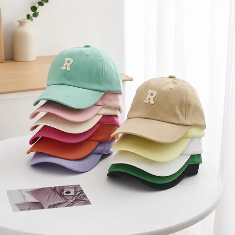 Baumwolle Baseballkappe Mit Buchstaben R Stickerei Mode Sonnenschutz Schirmmütze Für Eltern-Kind Kinder Erwachsene Outdoor Zubehör