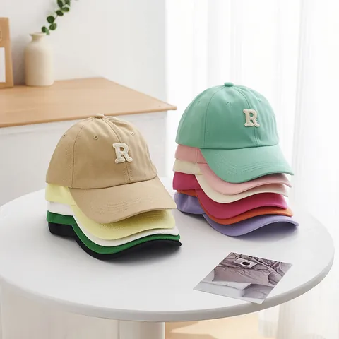 Baumwolle Baseballkappe Mit Buchstaben R Stickerei Mode Sonnenschutz Schirmmütze Für Eltern-Kind Kinder Erwachsene Outdoor Zubehör