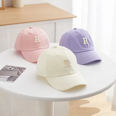 Cotton Baseball Cap With Letter R Embroidery Fashion Sunshade Peaked Hat For Parent-Child Kids Adults Outdoor Daily Accessories