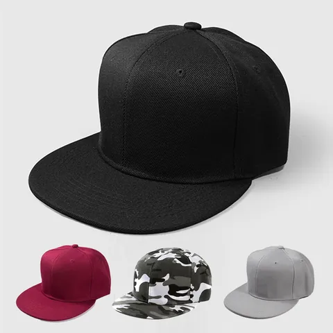 Adjustable Snapback Baseball Cap Flat Brim Hip Hop Hat For Men Women Solid Color Camouflage Outdoor Sun Protection Streetwear Cap
