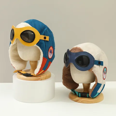Kinder Winterfliegermütze Lammfellimitat Fleece Gefüttert Ohrenklappe Mit Dekorative Brille Warm Winddicht Lei Feng Hut