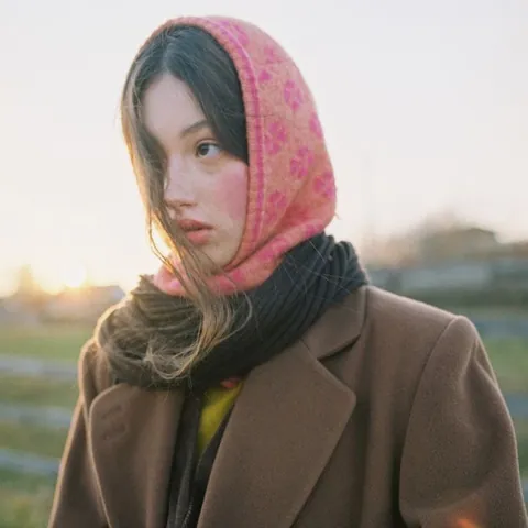 Passamontagna da Donna in Maglia Invernale Rosa Arancione Quadrifoglio Jacquard Sciarpa con Cappuccio Calda Misto Lana Scaldacollo