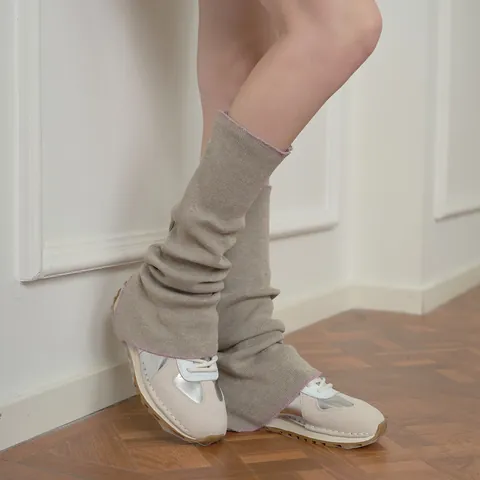 Women's Vintage Slouchy Knit Leg Warmers Soft Solid Color Y2K Style Harajuku Footless Socks For Girls Spring Autumn Winter