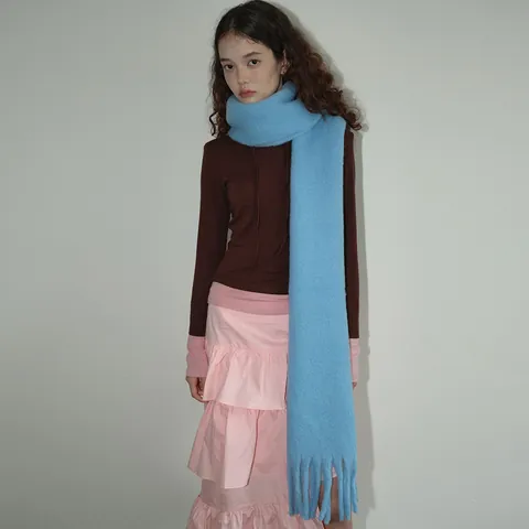 Damen Einfarbig Wollmischung Langer Schal Mit Fransen Weich Warm Winter Halswärmer Modisch Chic Pendler Zubehör