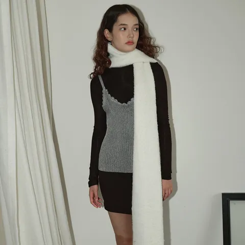 Bufanda Bouclé de Invierno para Mujer Mezcla de Lana Acrílica Suave Bufanda Larga con Borlas Color Sólido Cuello Cálido Mujer