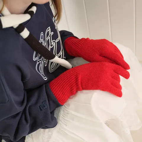 Women Winter Knitted Wool Blend Gloves Thermal Touchscreen Solid Color Soft Warm Mittens With Long Ribbed Cuff For Ladies