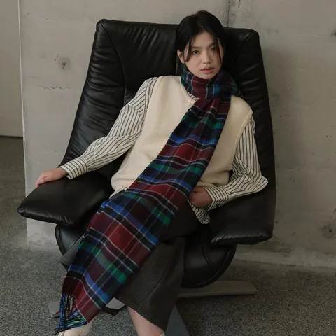 Sciarpa Invernale Vintage in Misto Lana a Quadri Con Nappine Morbido Caldo Avvolgente Oversize Per Uomo Donna Abbigliamento Quotidiano