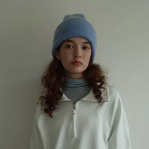 Damen 100% Wolle Strickmütze Gerippt Einfarbig Warm Beanie Weiche Totenkopfkappe Koreanischer Stil Winter Mode Hut