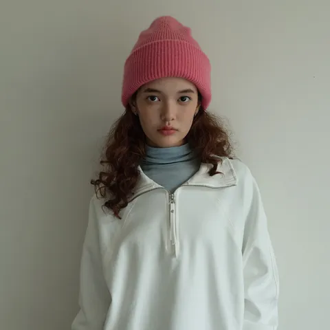 Damen 100% Wolle Strickmütze Gerippt Einfarbig Warm Beanie Weiche Totenkopfkappe Koreanischer Stil Winter Mode Hut
