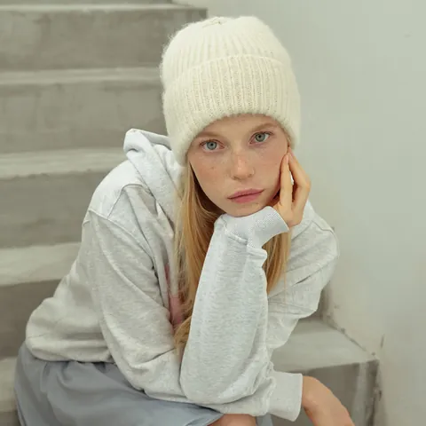 Damen Winter Strickmütze Wollmischung Warm Einfarbig Gerippt Koreanischer Stil Mode Outdoor Kaltes Wetter Slouchy Skull Cap