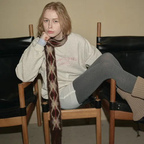 Sciarpa Stretta a Maglia Rombi Vintage Donna Inverno Caldo Spazzolato Scaldacollo Con Nappine Avvolgente Decorativo