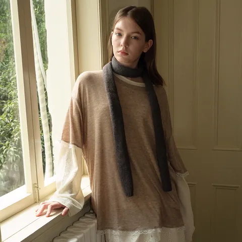 100% Wolle Schmaler Schal Für Damen Winter Warm Einfarbig Gestrickt Halswickel Weich Retro Minimalistisch Mode Schal Accessoire