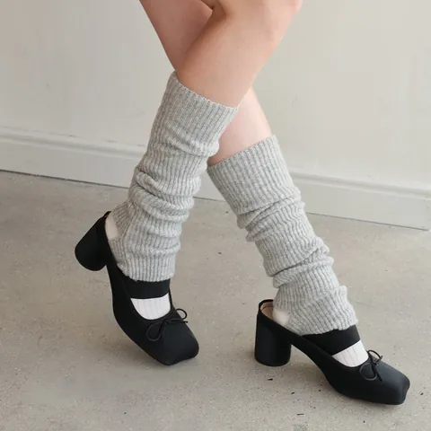 Calentadores de Punto de Mezcla de Lana para Mujer Acanalados Color Sólido Balletcore para Yoga Deportes Calor de Invierno
