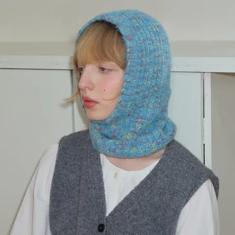 Passamontagna da Donna in Misto Lana a Pois Invernali Cappello Morbido a Maglia Cappuccio Sciarpa Caldo Copricapo Termico All'aperto