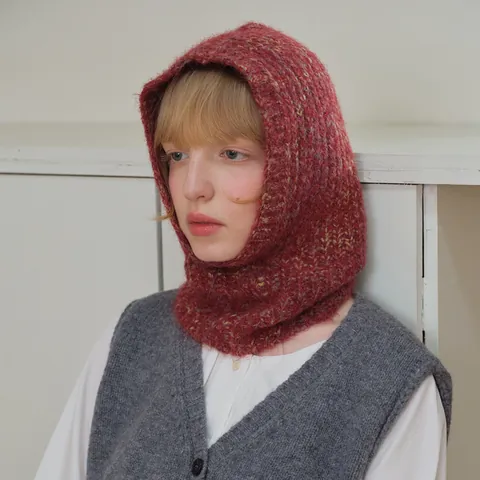 Passamontagna da Donna in Misto Lana a Pois Invernali Cappello Morbido a Maglia Cappuccio Sciarpa Caldo Copricapo Termico All'aperto