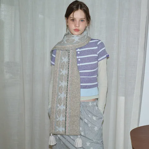 Sciarpa Vintage in Misto Lana Lavorata a Maglia Con Nappine Caldo Motivo Geometrico Sciarpa Lunga per Donna Uomo Quotidiana