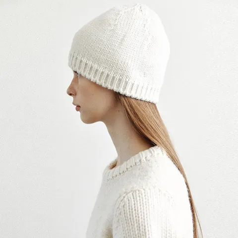 Berretto da Donna Invernale in Misto Lana Lavorato a Maglia Minimalista Morbido Caldo Tinta Unita a Coste per Esterno