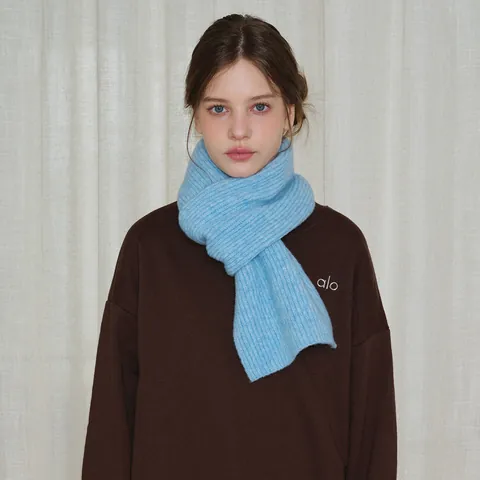 Bufanda de Mezcla de Lana para Mujer Punto de Canalé Invierno Cálida Color Sólido Suave Larga para Accesorios de Moda Diario