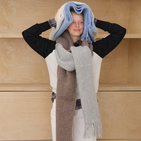 Damen Alpakawolle Mischung Schal Winter Weich Warm Lang Quasten Schal Koreanisch Minimalistisch Einfarbig Dick Halstuch