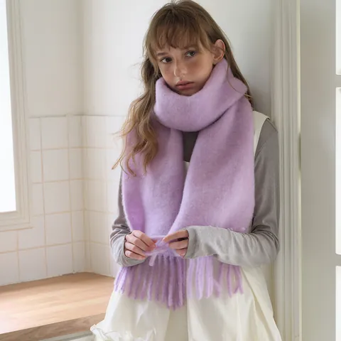 Damen Alpaka Wollmischung Schal Dick Warm Lang Winterschal Einfarbig Quaste Strickschal Für Damen Winter Warm Geschenk